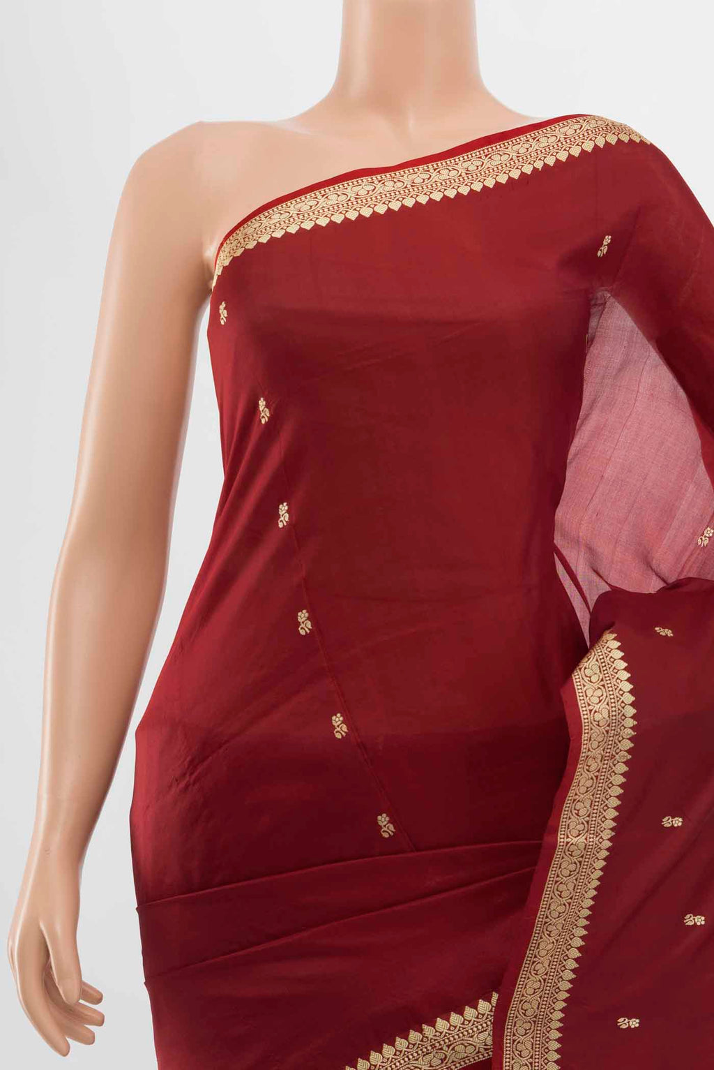 Border image of Maroon Banarasi Katan Silk Saree with Thread Butta on the body and Thread Border