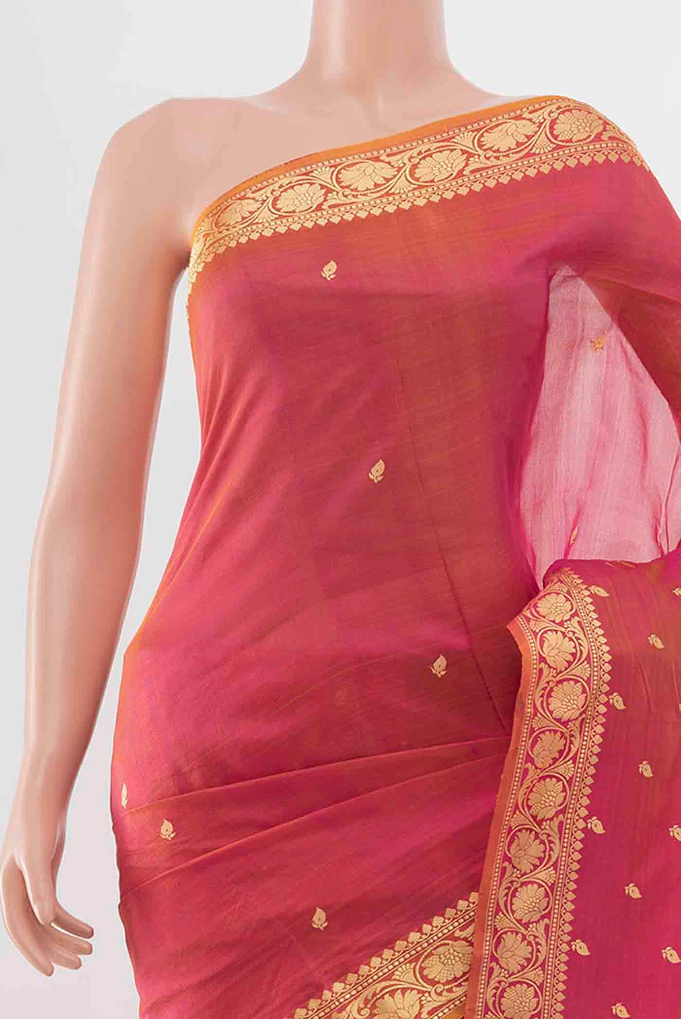 Border image of Imperial Pink Banarasi Katan Silk Saree with Zari Butta on the body and Zari Border