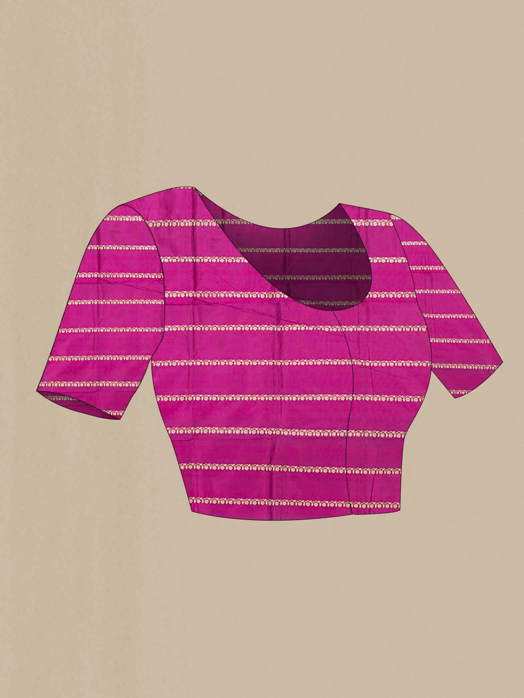 Close up image of the blouse of Purple Banarasi Katan Silk Saree with Zari Butta on the body and Silk Border