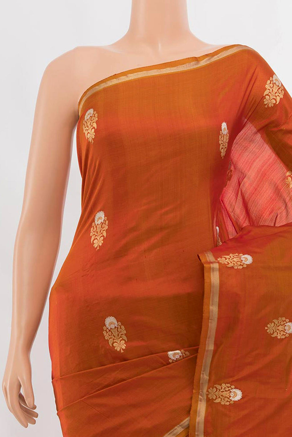 Border image of Violet Banarasi Katan Silk Saree with Zari Butta on the body and Silk Border. 