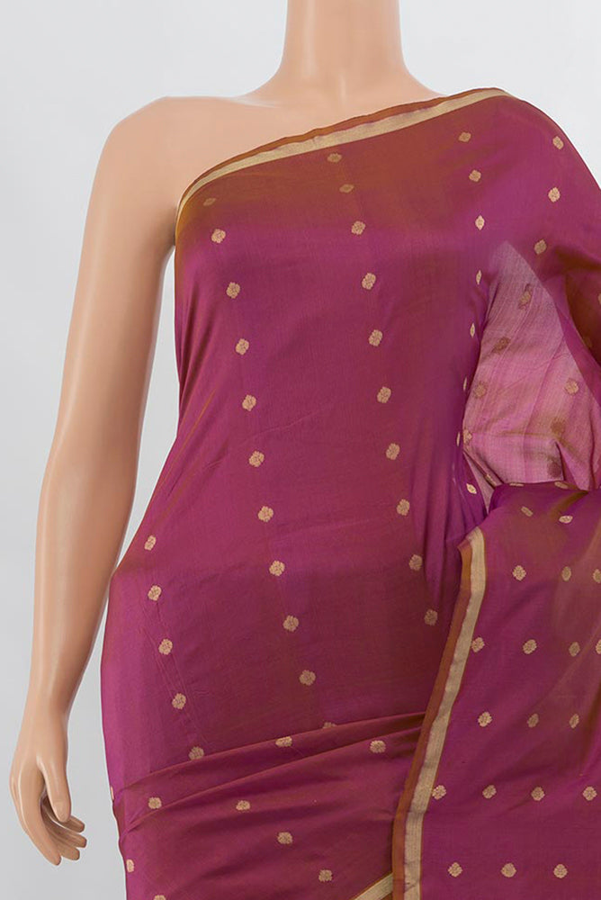 Border image of Light Magenta Banarasi Katan Silk Saree with Zari Butta on the body and Silk Border. 