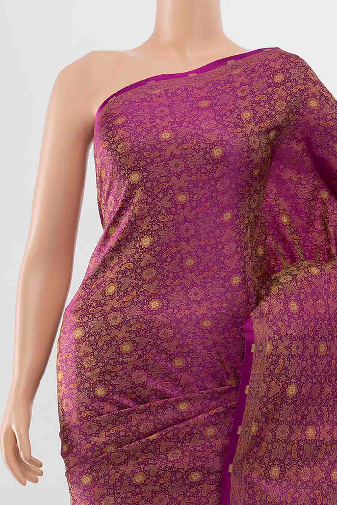 Border image of Purple Banarasi Silk Saree with Zari Butta on the body and Zari Border