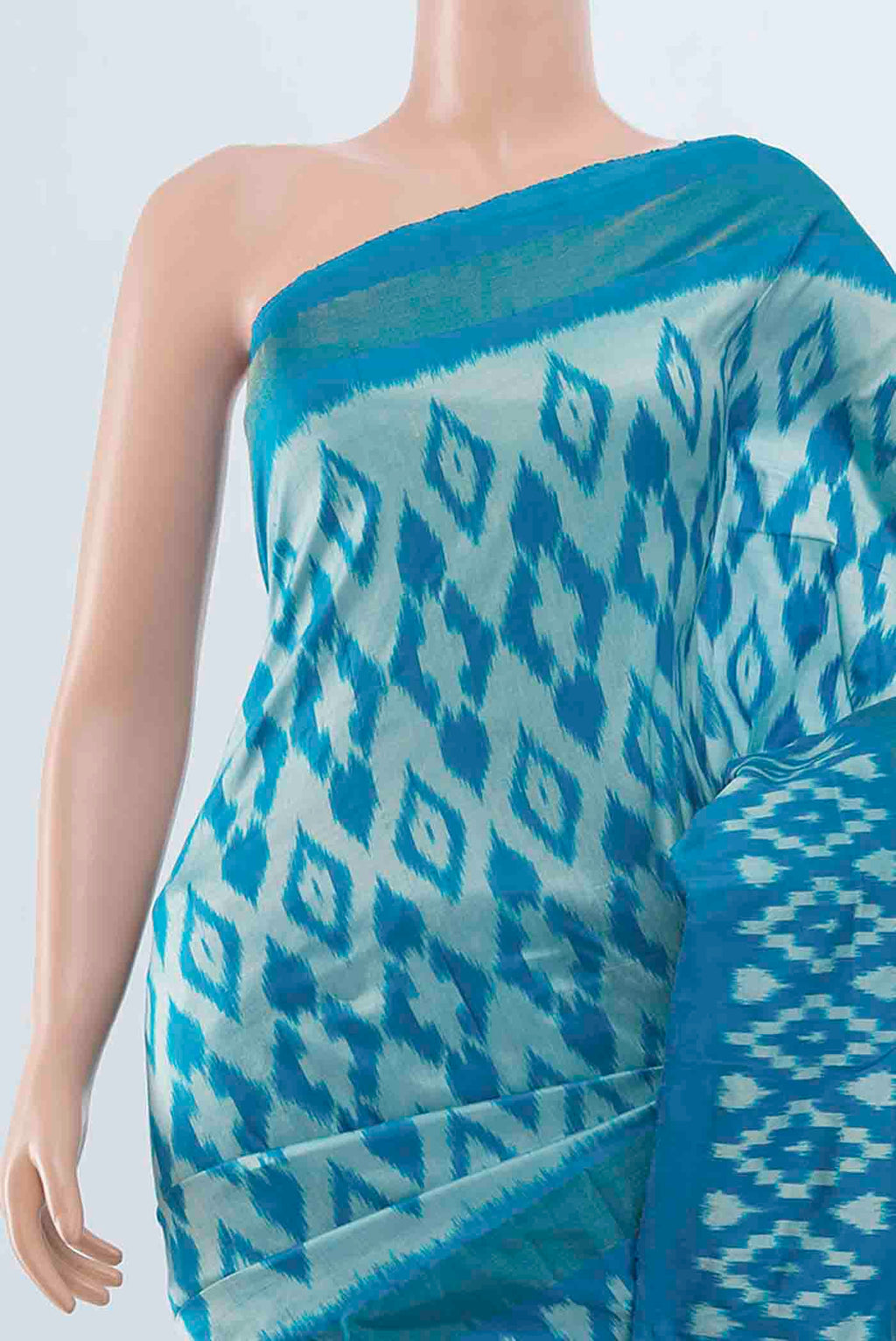 Border image of Light Blue Pochampally Saree with Zari Butta on the body and Zari Border