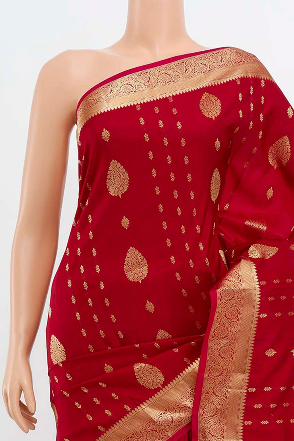 Border image of Maroon Soft Silk Saree with Zari Butta on the body and Silk Border. 