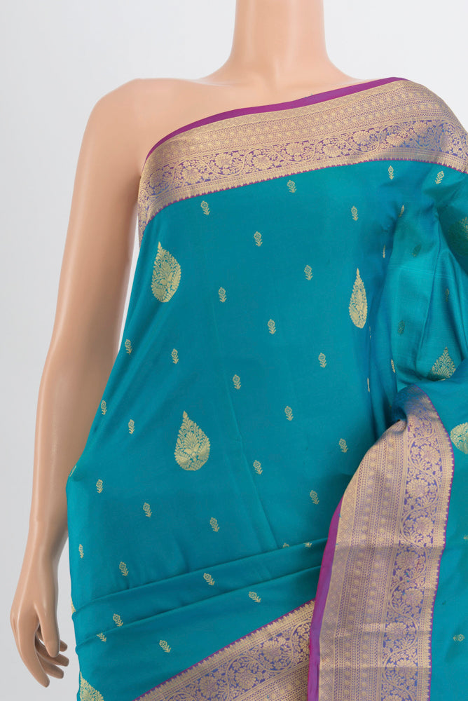 Border image of Light Blue Soft Silk Saree with Zari Butta on the body and Silk Border. 