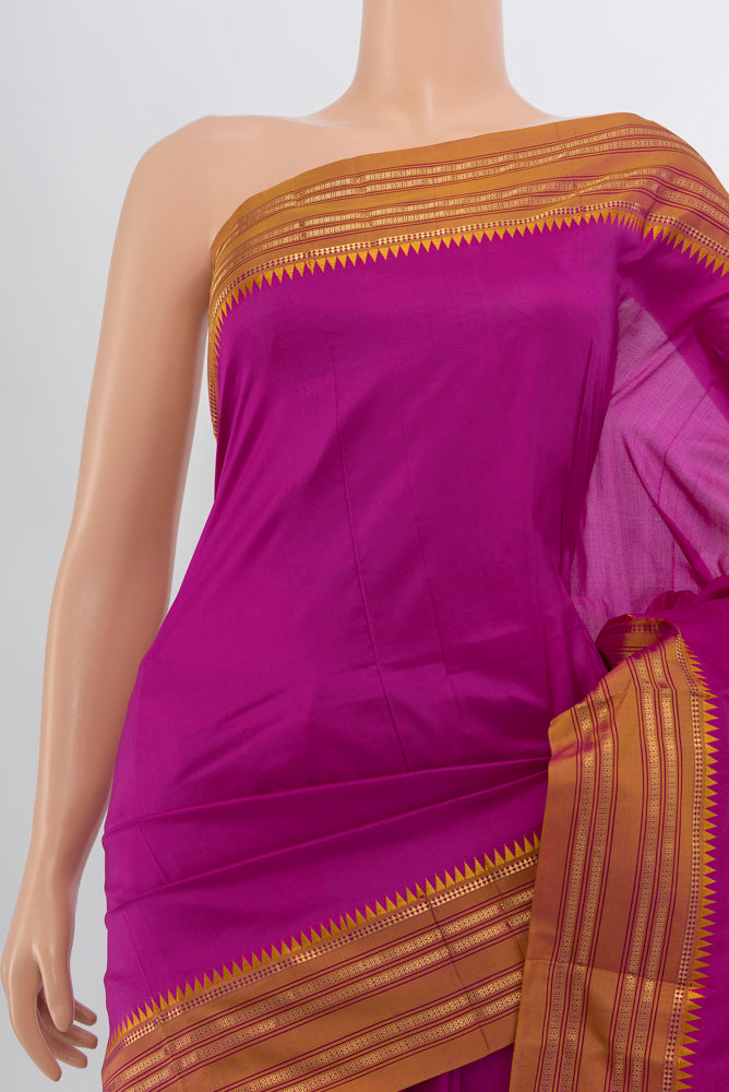 Border image of Magenta Narayanpet Silk Saree with Zari Butta on the body and Silk Border. 