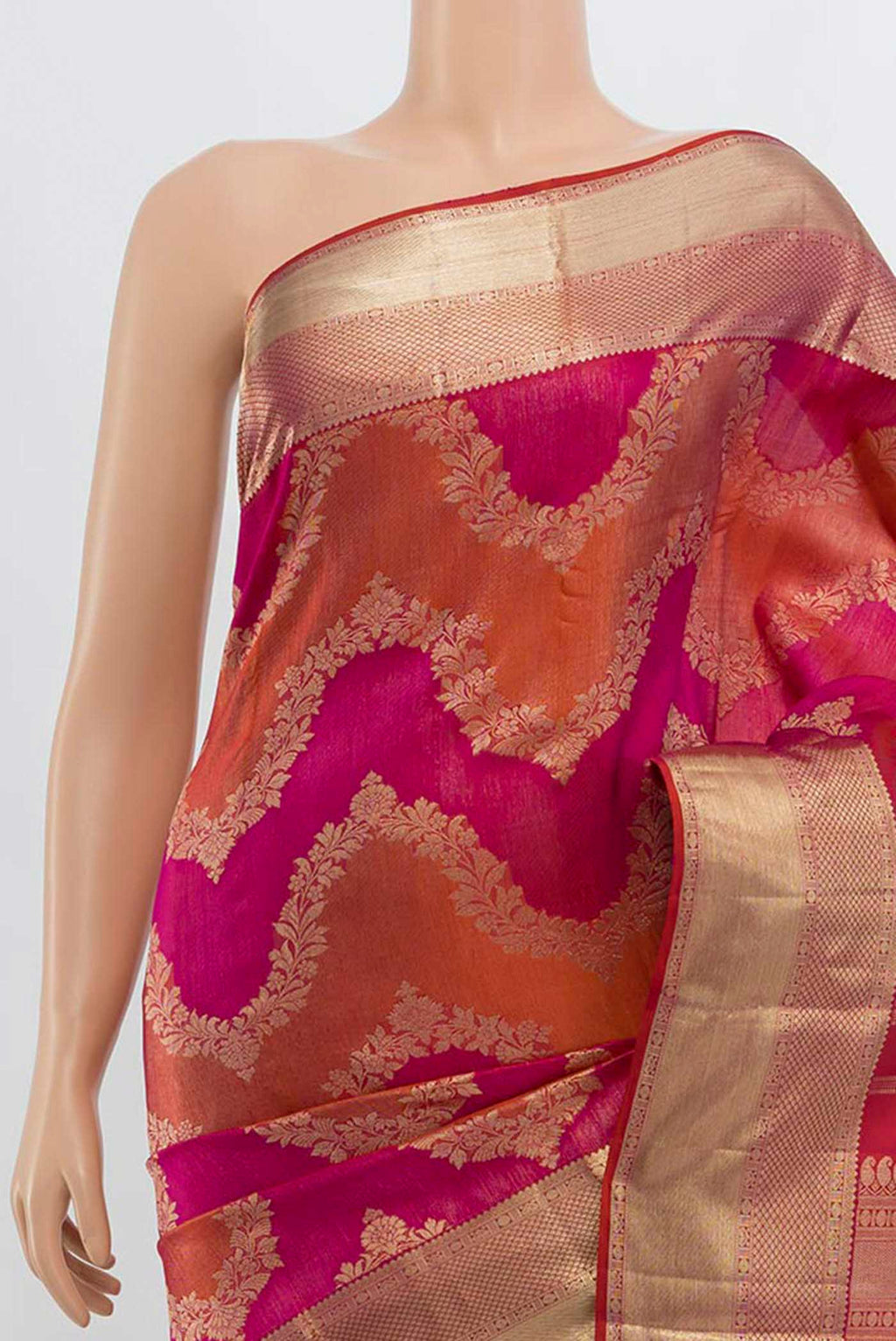 Border image of Multi Color Kanjivaram Silk Saree with Zari Butta on the body and Silk Border. 