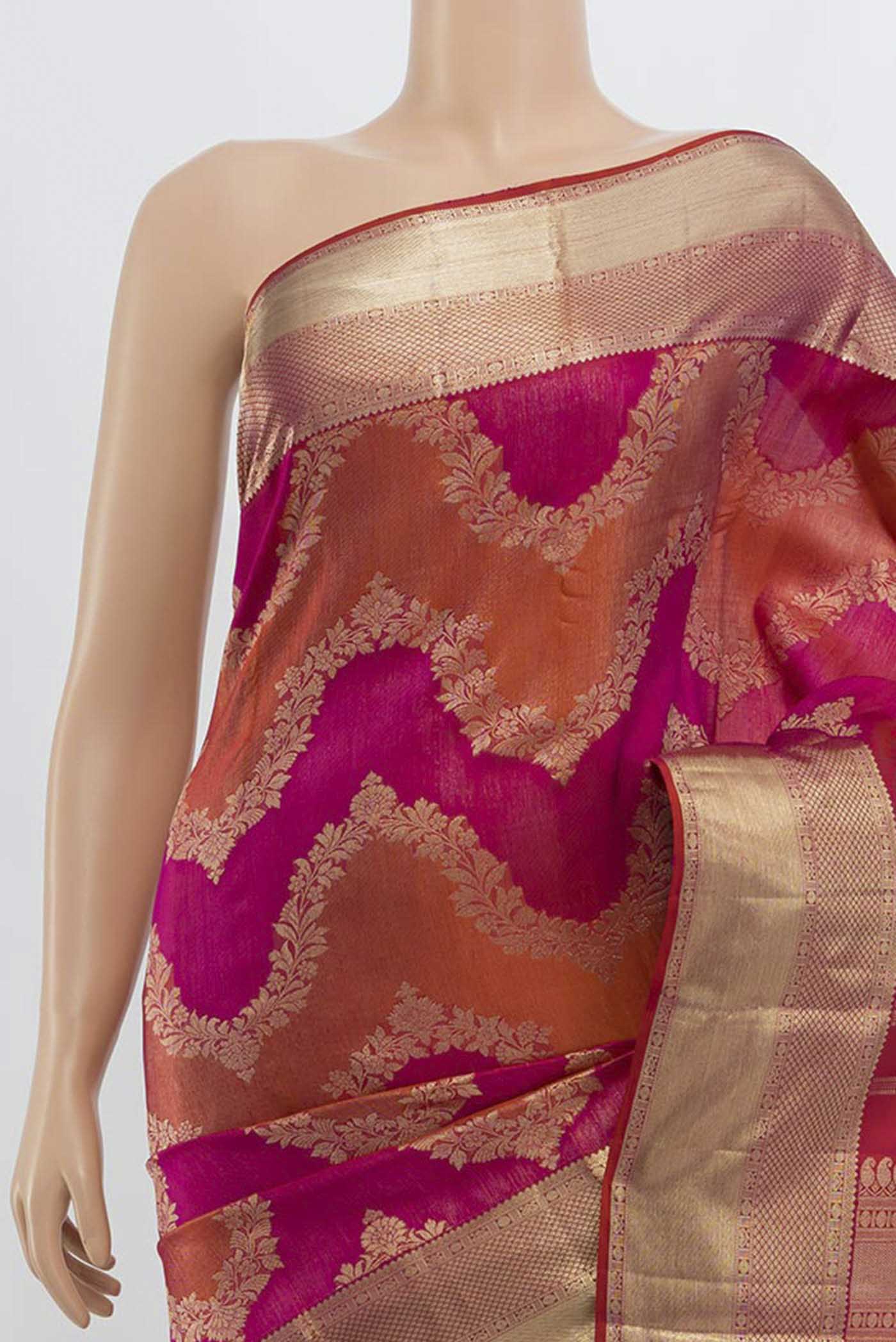 Border image of Multi Color Kanjivaram Silk Saree with Zari Butta on the body and Silk Border. 