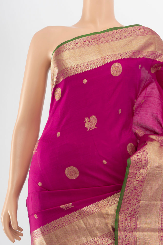 Border image of Purple Kanjivaram Silk Saree with Plain Body and Silk Border. 