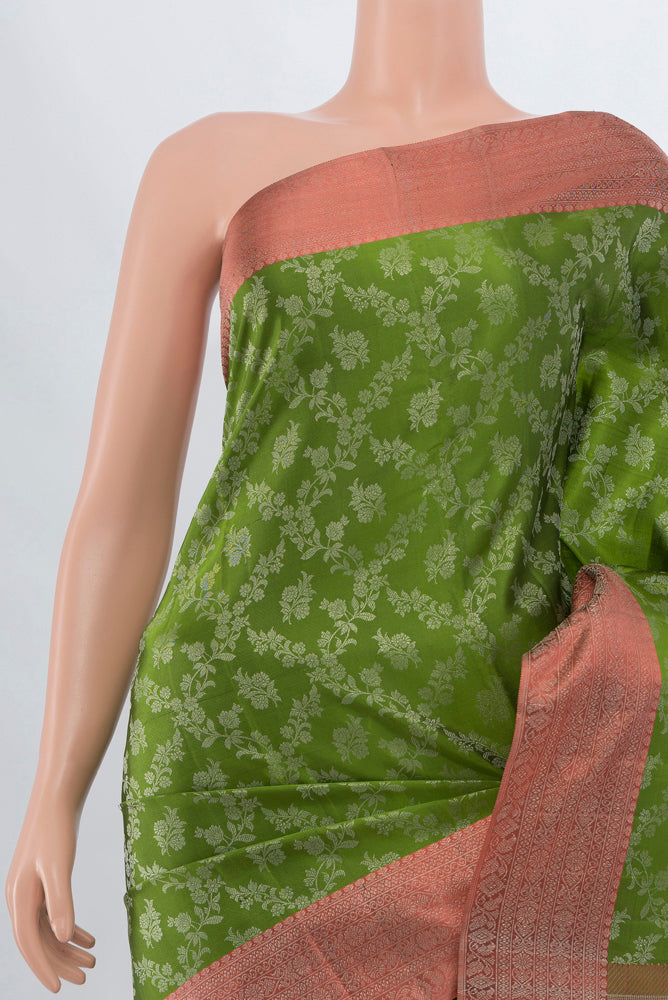 Border image of Light Green Kanjivaram Silk Saree with Zari Brocade on the body and Silk Border. 