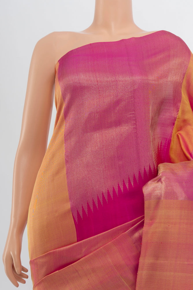 Border image of Multi Color Kanchipuram Silk Saree with Zari Butta on the body and Silk Border. 