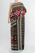 Multi Color Orissa Silk Saree with Pure Ikat on the body and Thread Border.  displayed on a mannequin