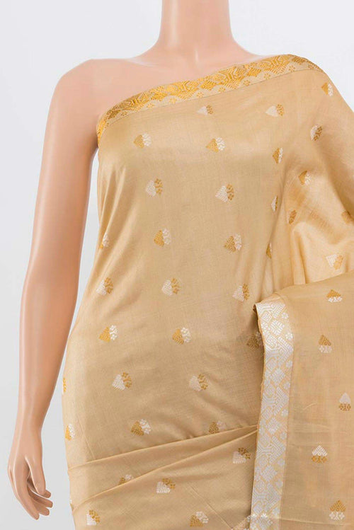 Border image of Beige Assam Silk Saree with Zari Butta on the body and Silk Border