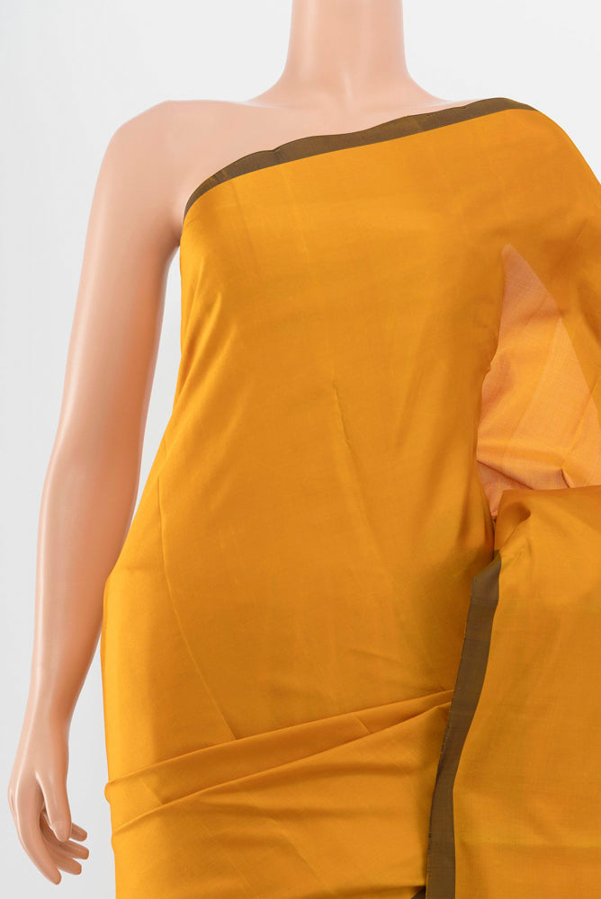 Border image of Pure Silk Pure Zari Mustard Kanchipuram Saree with Zari Butta on the body and Silk Border. 