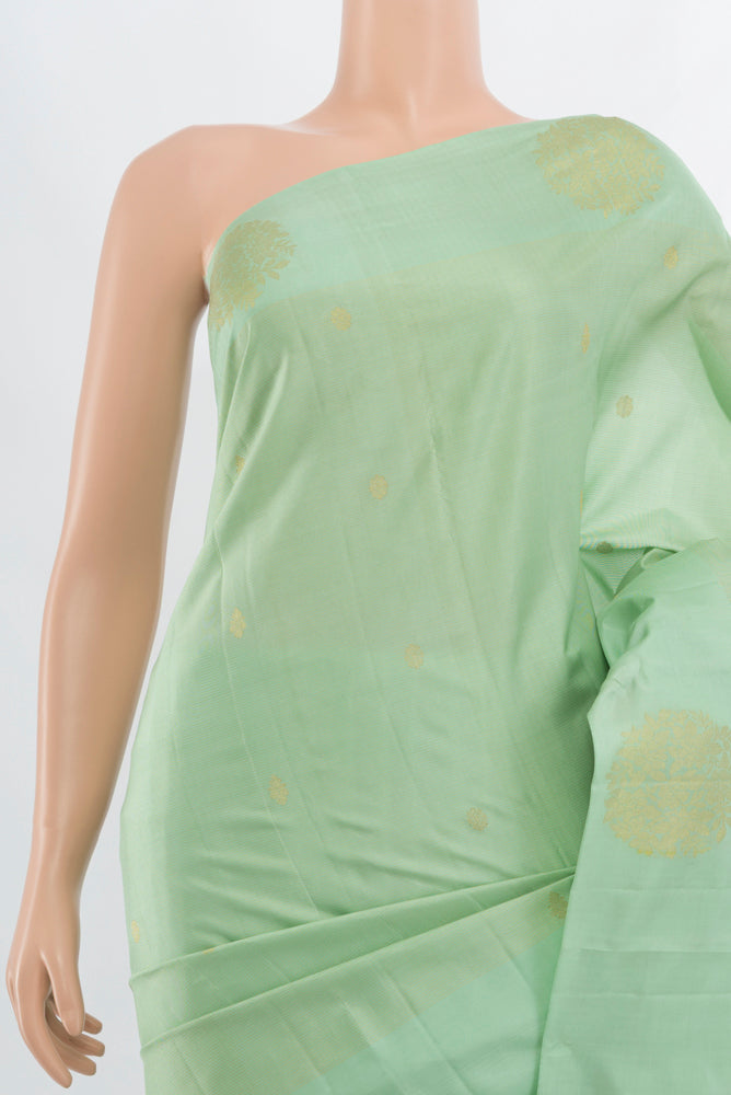 Border image of Pista Green Kanchipuram Silk Saree with Zari Butta on the body and Fancy Border. 