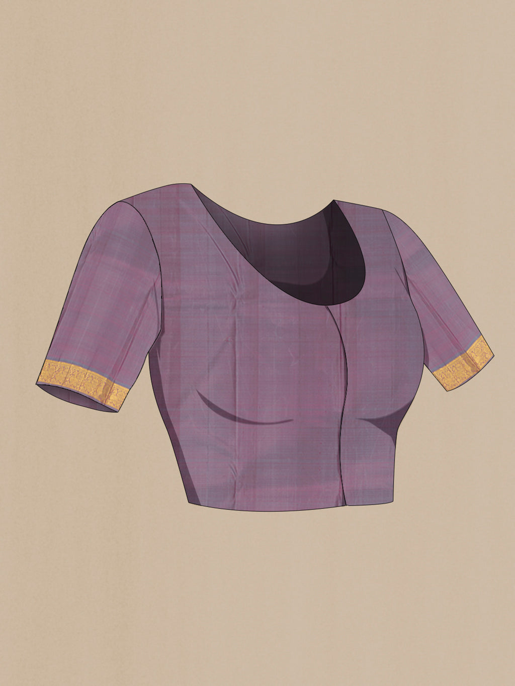 Close up image of the blouse of Rani Pink Kanchipuram Silk Saree with Zari Butta on the body and Zari Border. 