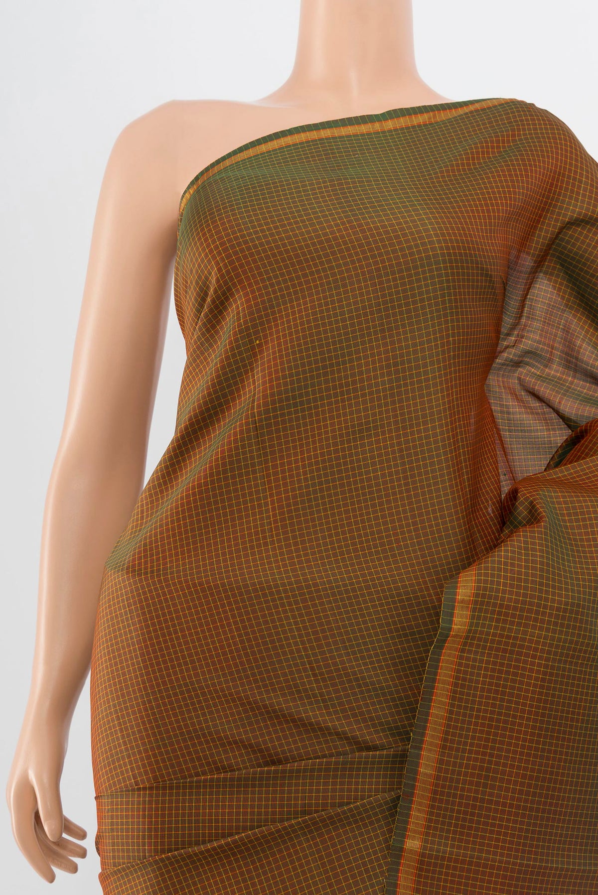 Border image of Pure Silk Pure Zari Mehandi Green Kanjivaram Saree with Zari Butta on the body and Silk Border. 