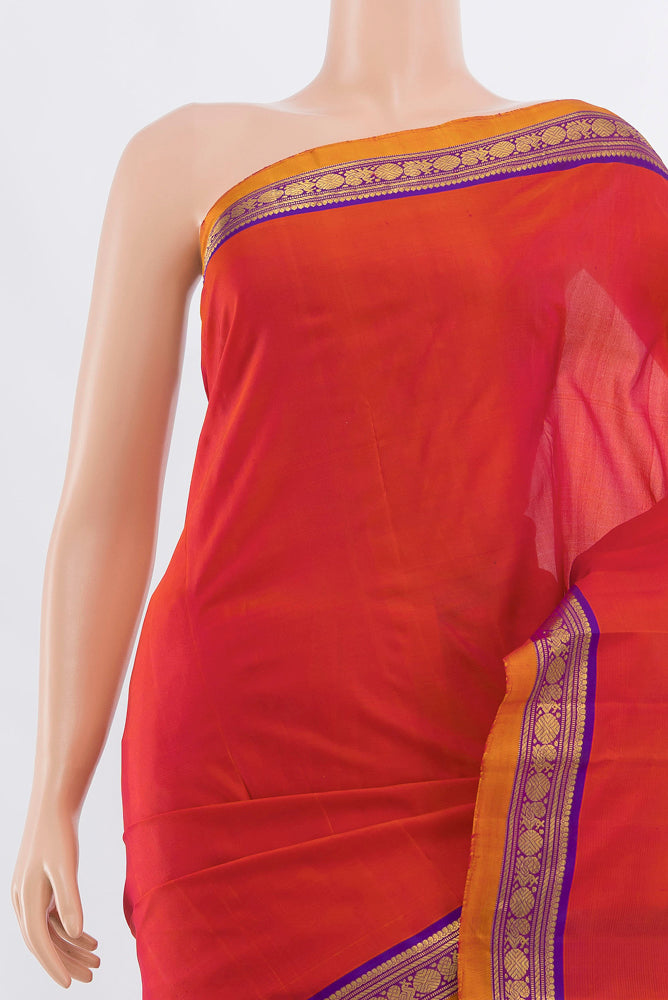 Border image of Peach Kanjivaram Silk Saree with Zari Butta on the body and Silk Border. 