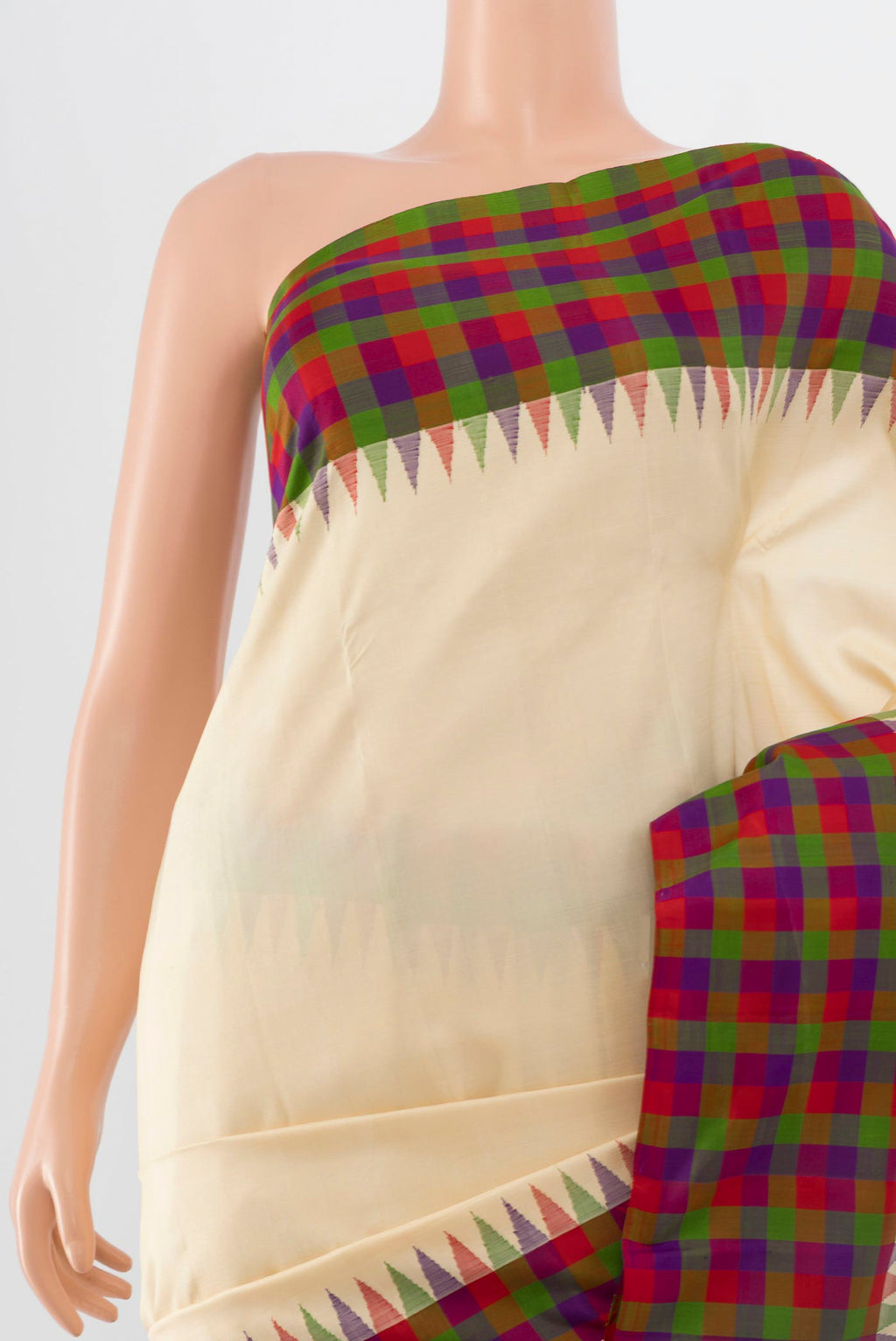 Border image of Pure Silk Pure Zari Cream Kanjivaram Saree with Zari Butta on the body and Silk Border. 