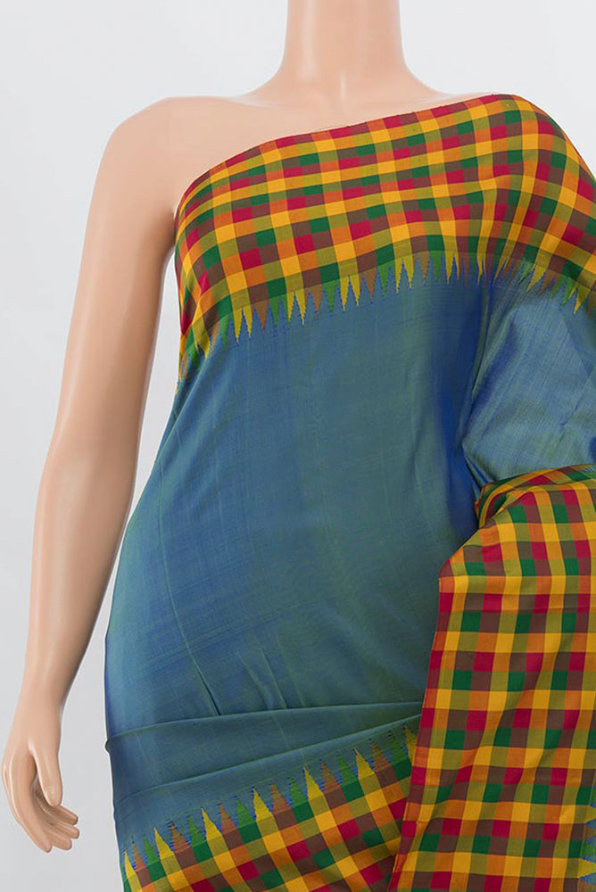 Border image of Light Blue Kanjivaram Silk Saree with Zari Butta on the body and Silk Border. 