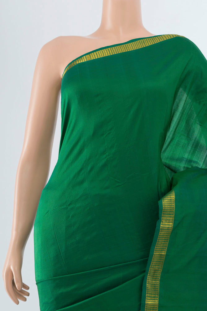 Border image of Light Green Kanchipuram Silk Saree with Plain Body and Silk Border. 