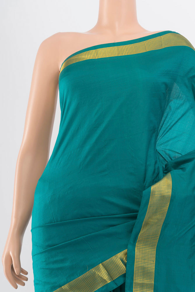 Border image of Pure Silk Pure Zari Dark Blue Kanjivaram Saree with Zari Butta on the body and Silk Border. 