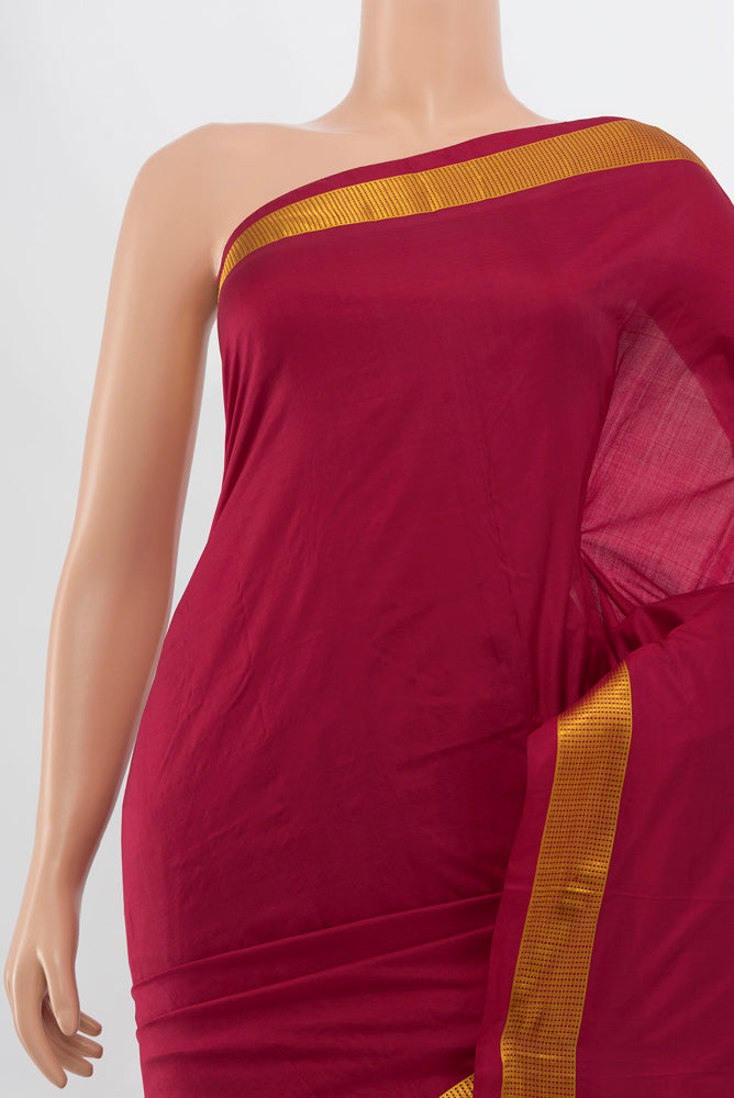 Border image of Maroon Kanjivaram Silk Saree with Plain Body and Silk Border. 