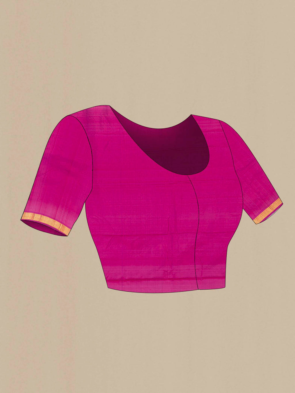 Close up image of the blouse of Purple Kanchipuram Silk Saree with Zari Butta on the body and Silk Border