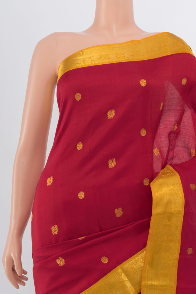 Border image of Red Kanjivaram Silk Saree with Zari Brocade on the body and Silk Border. 