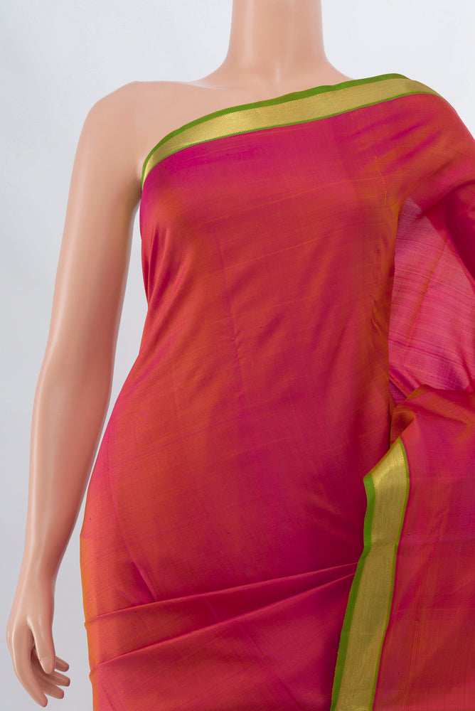 Border image of Golden Peach Kanjivaram Silk Saree with Zari Brocade on the body and Silk Border. 