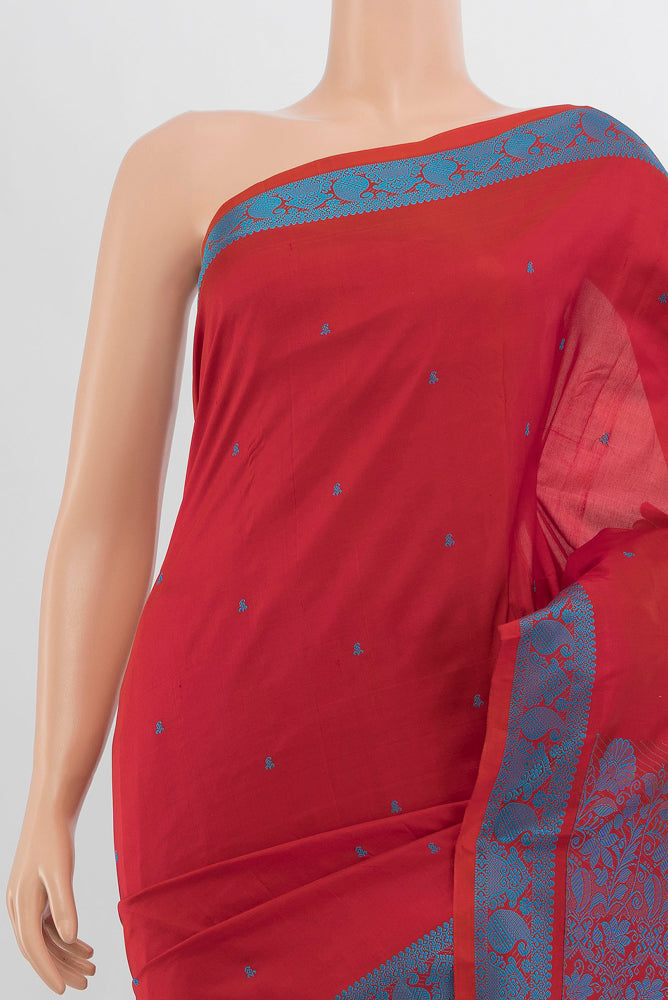 Border image of Pure Silk Pure Zari Maroon Kanjivaram Saree with Jacquard With Thread Butta on the body and Silk Border. 