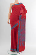 Pure Silk Pure Zari Maroon Kanjivaram Saree with Jacquard With Thread Butta on the body and Silk Border.  displayed on a mannequin