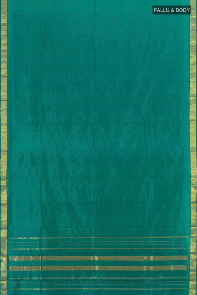 Flat view of Dark Mauve Kanjivaram Silk Saree with Zari Butta on the body and Silk Border. 