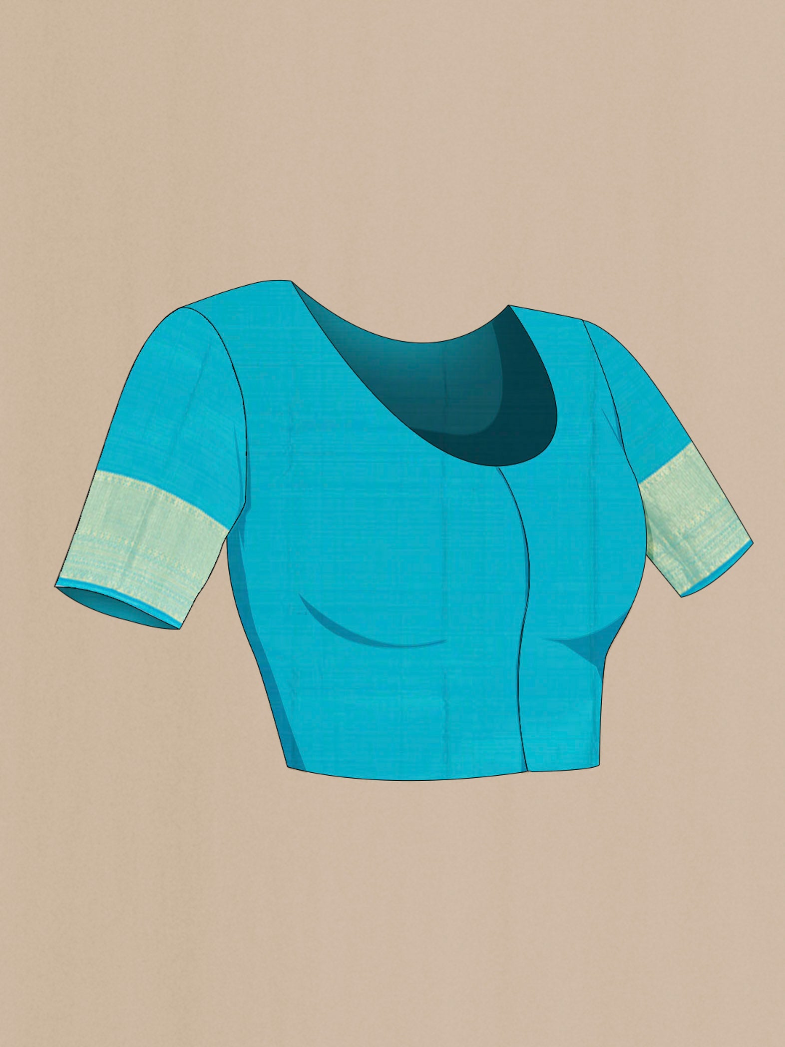 Close up image of the blouse of Light Green Kanchipuram Silk Saree with Zari Butta on the body and Silk Border. 