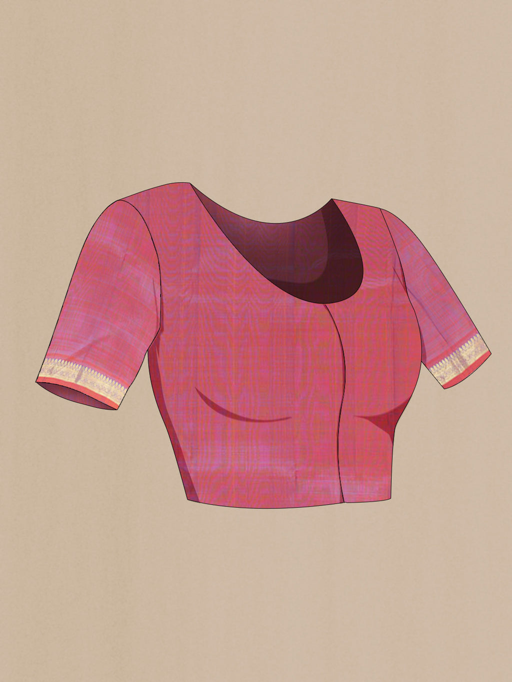 Close up image of the blouse of Peacock Blue Kanchipuram Silk Saree with Zari Butta on the body and Silk Border. 