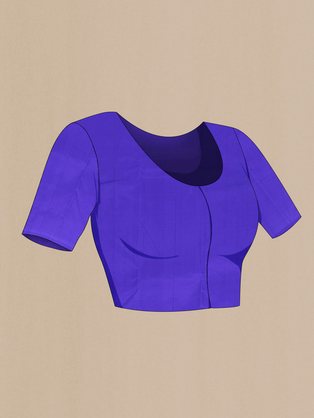 Close up image of the blouse of Purple Kanchipuram Silk Saree with Zari Butta on the body and Silk Border