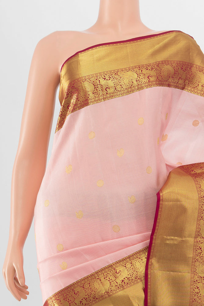 Border image of Pure Silk Pure Zari Rose Gold Kanjivaram Saree with Zari Butta on the body and Silk Border. 