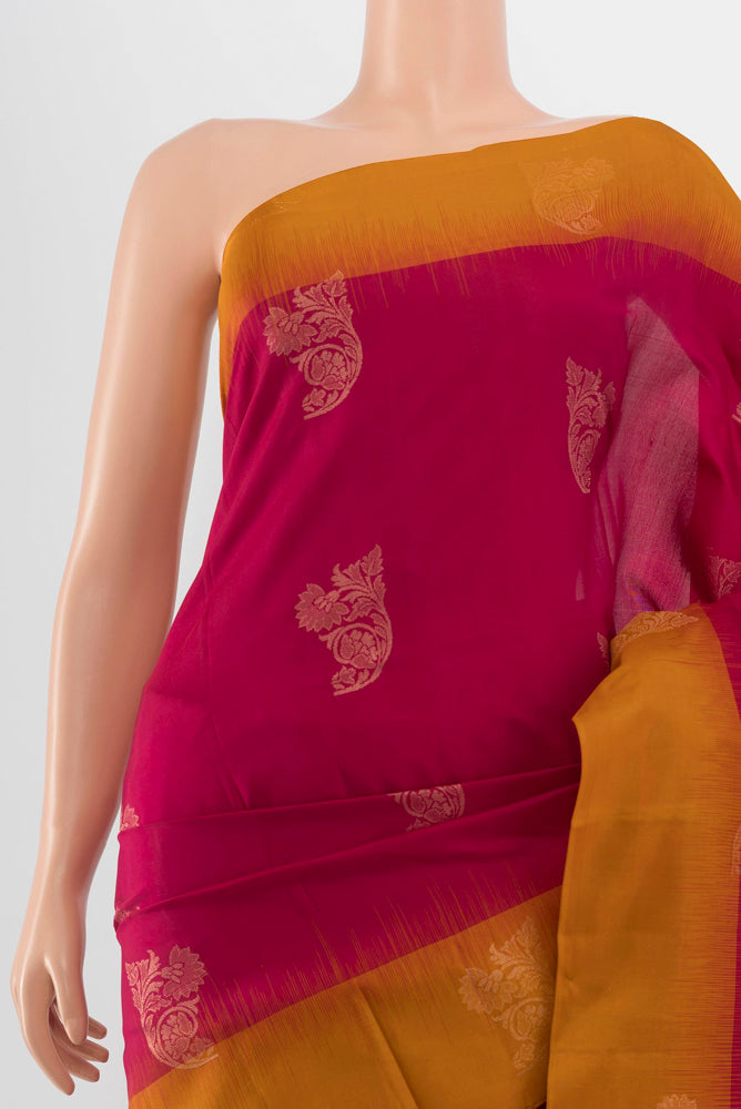 Border image of Dark Pink Soft Silk Saree with Zari Butta on the body and Silk Border. 