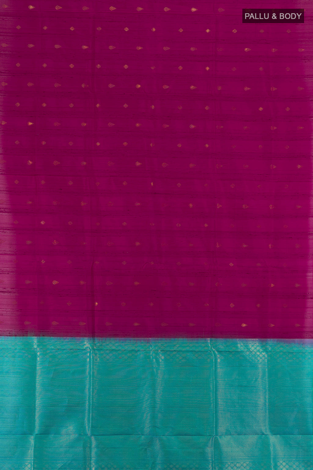 Flat view of Purple Soft Silk Saree with Zari Butta on the body and Silk Border. 
