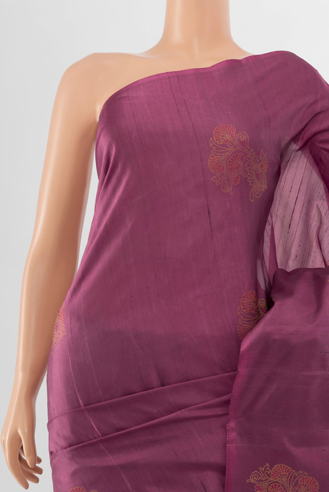 Border image of Bronze Soft Silk Saree with Zari Butta on the body and Silk Border. 