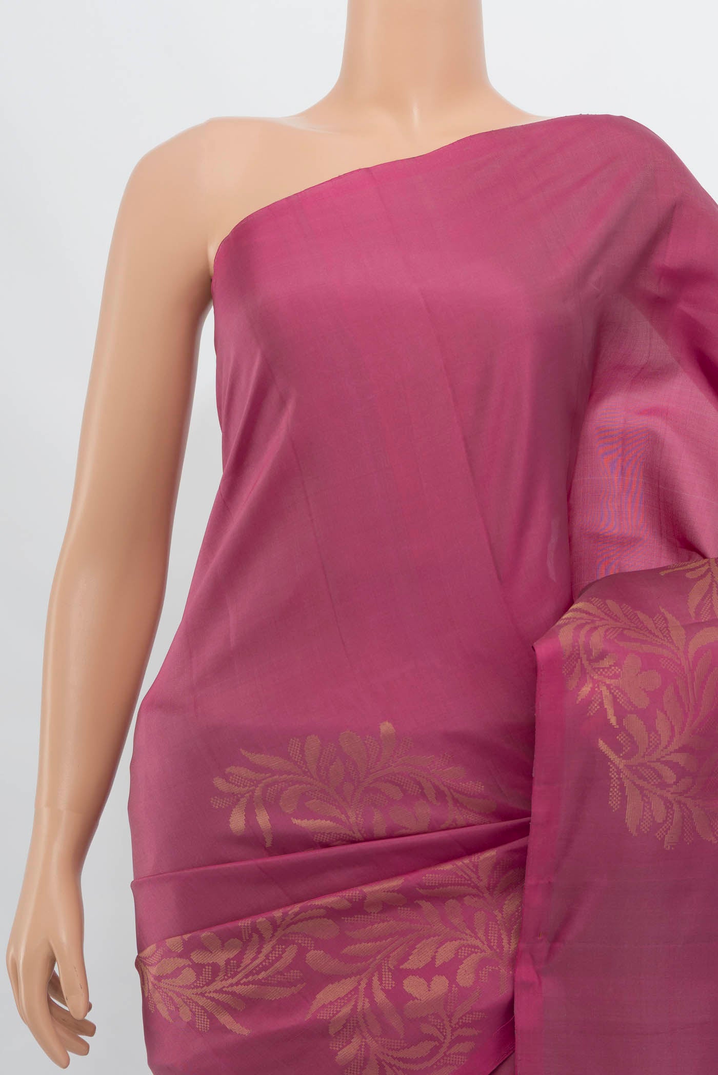 Border image of Imperial Pink Soft Silk Saree with Zari Butta on the body and Silk Border. 