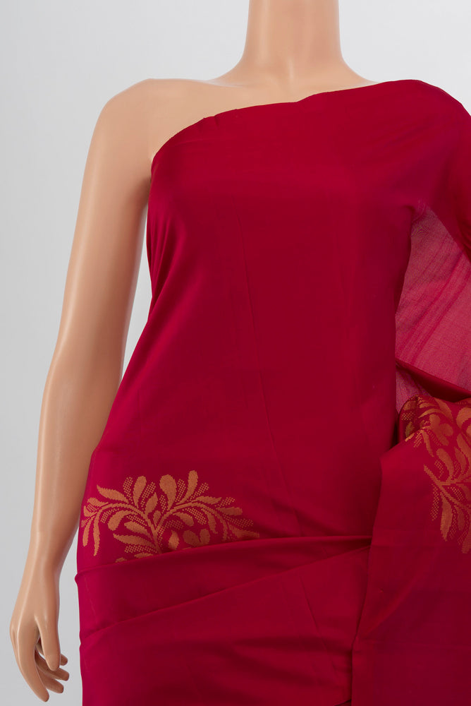 Border image of Dark Pink Soft Silk Saree with Zari Butta on the body and Silk Border. 