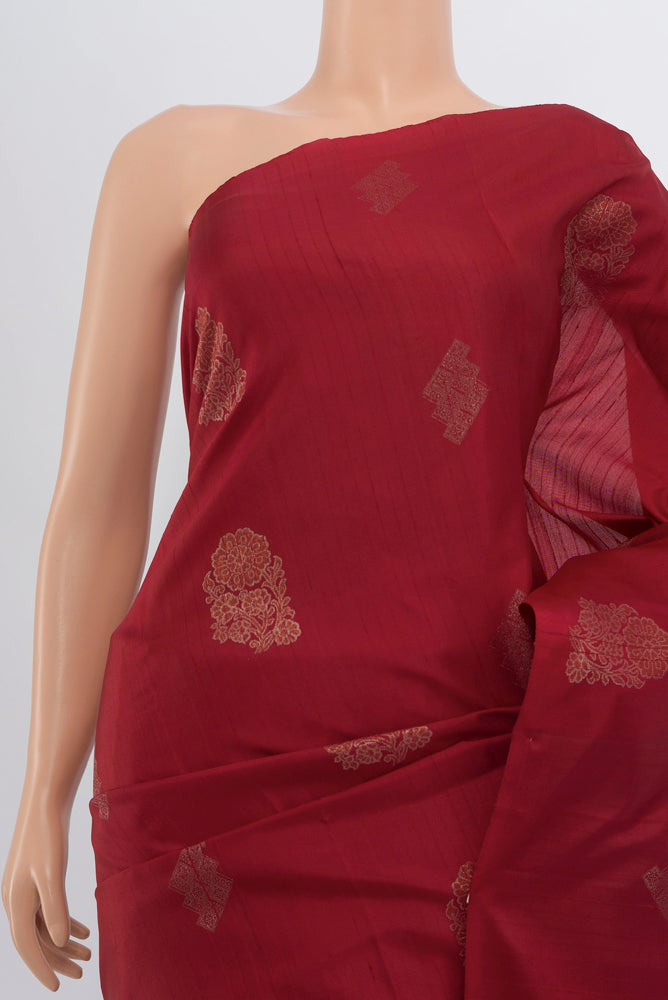 Border image of Maroon Soft Silk Saree with Zari Butta on the body and Silk Border. 