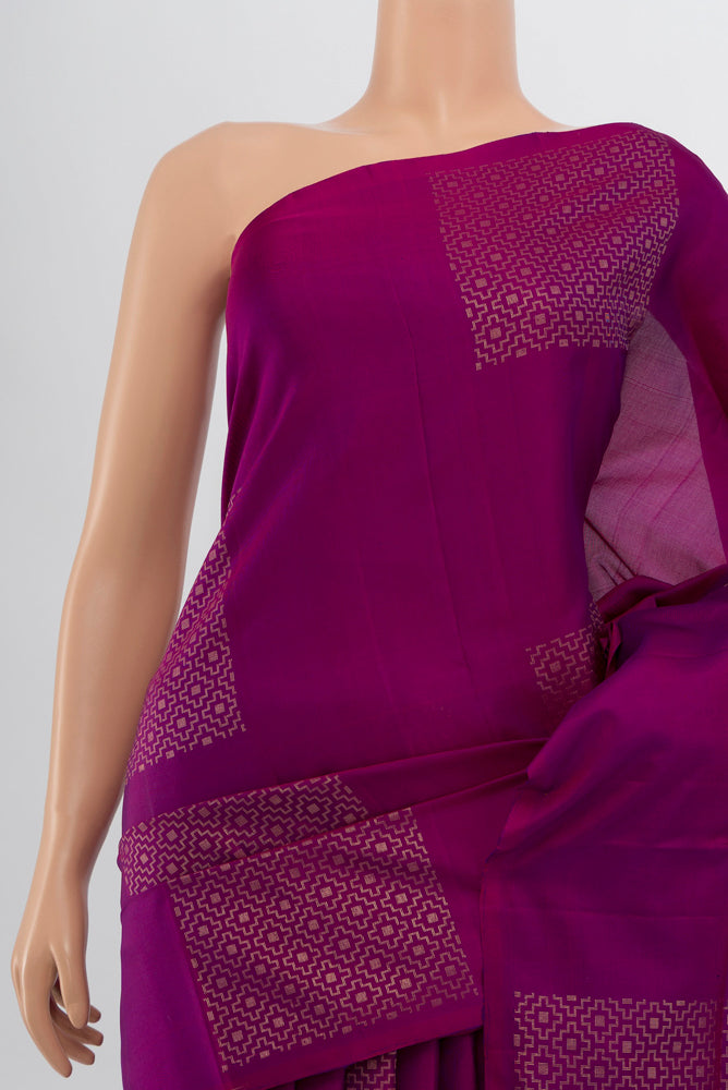 Border image of Purple Soft Silk Saree with Zari Butta on the body and Silk Border. 