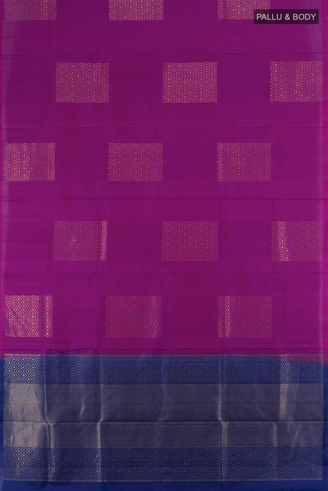 Purple Soft Silk Saree with Zari Butta on the body and Silk Border.  displayed on a mannequin