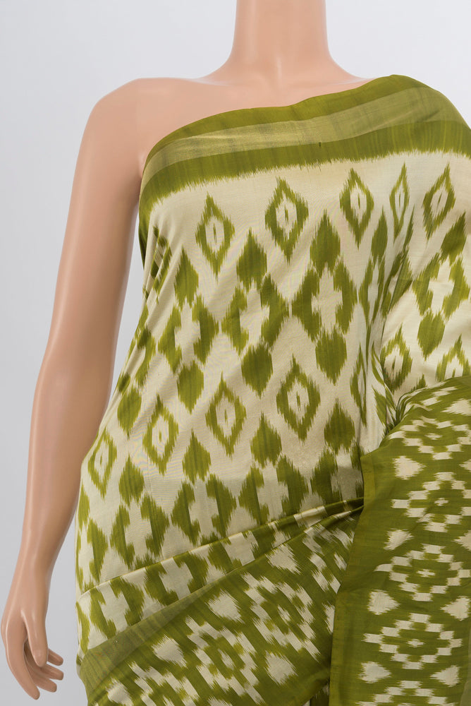 Border image of Multi Color Pochampally Saree with Zari Butta on the body and Silk Border. 