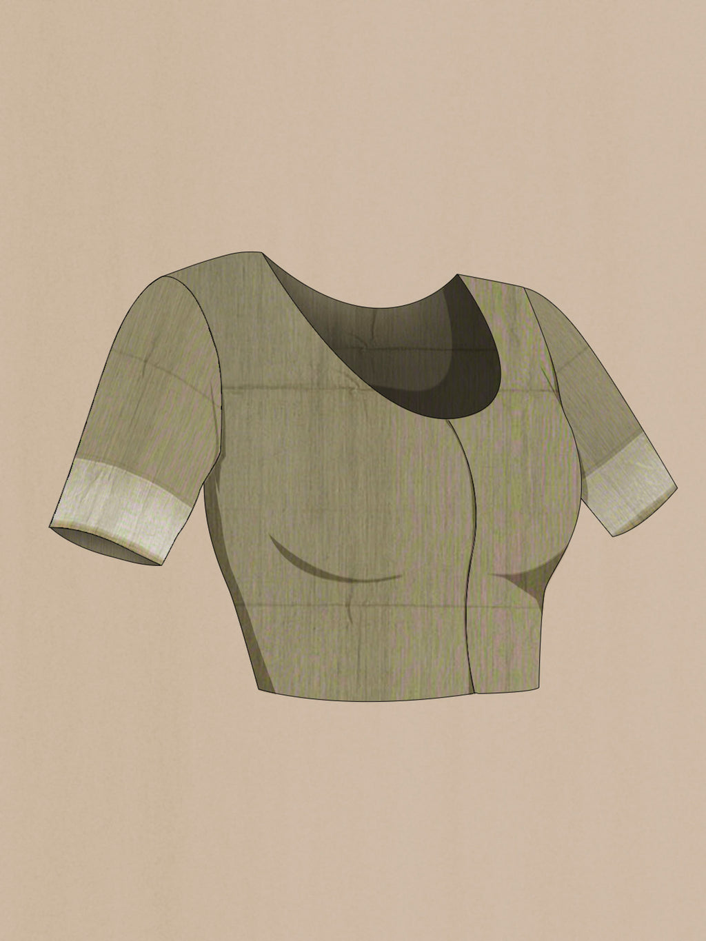 Close up image of the blouse of Multi Color Kora Cotton Saree with Zari Butta on the body and Zari Border. 