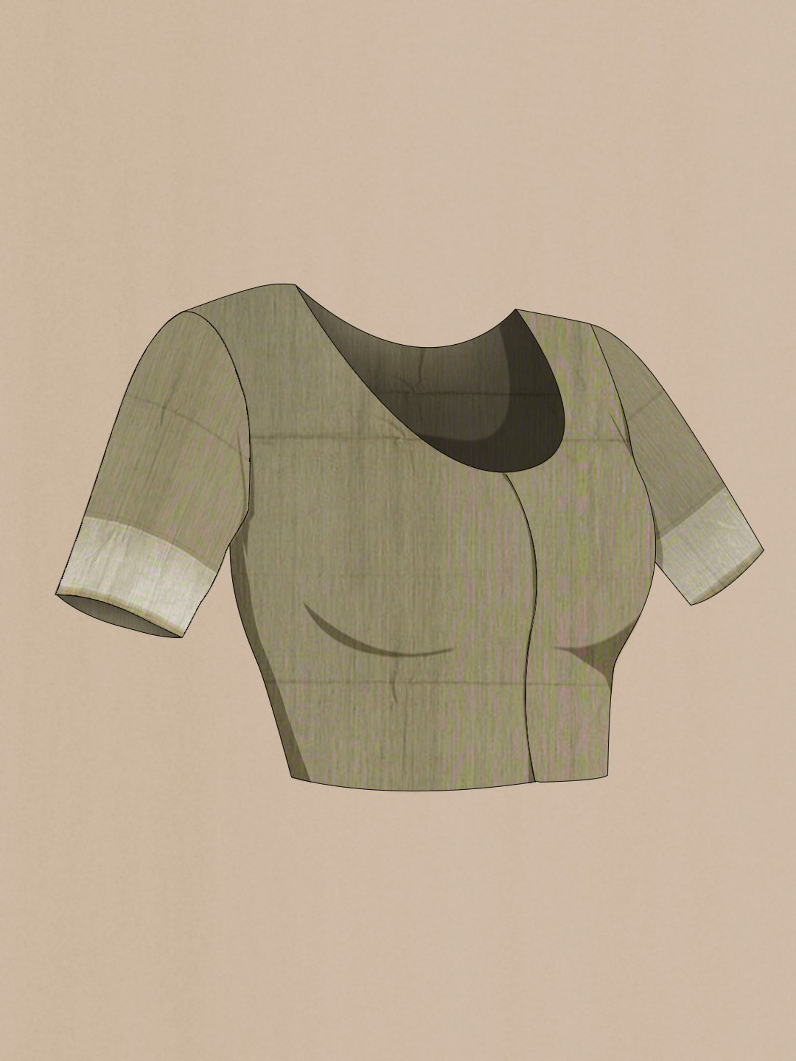 Close up image of the blouse of Multi Color Kora Cotton Saree with Zari Butta on the body and Zari Border. 