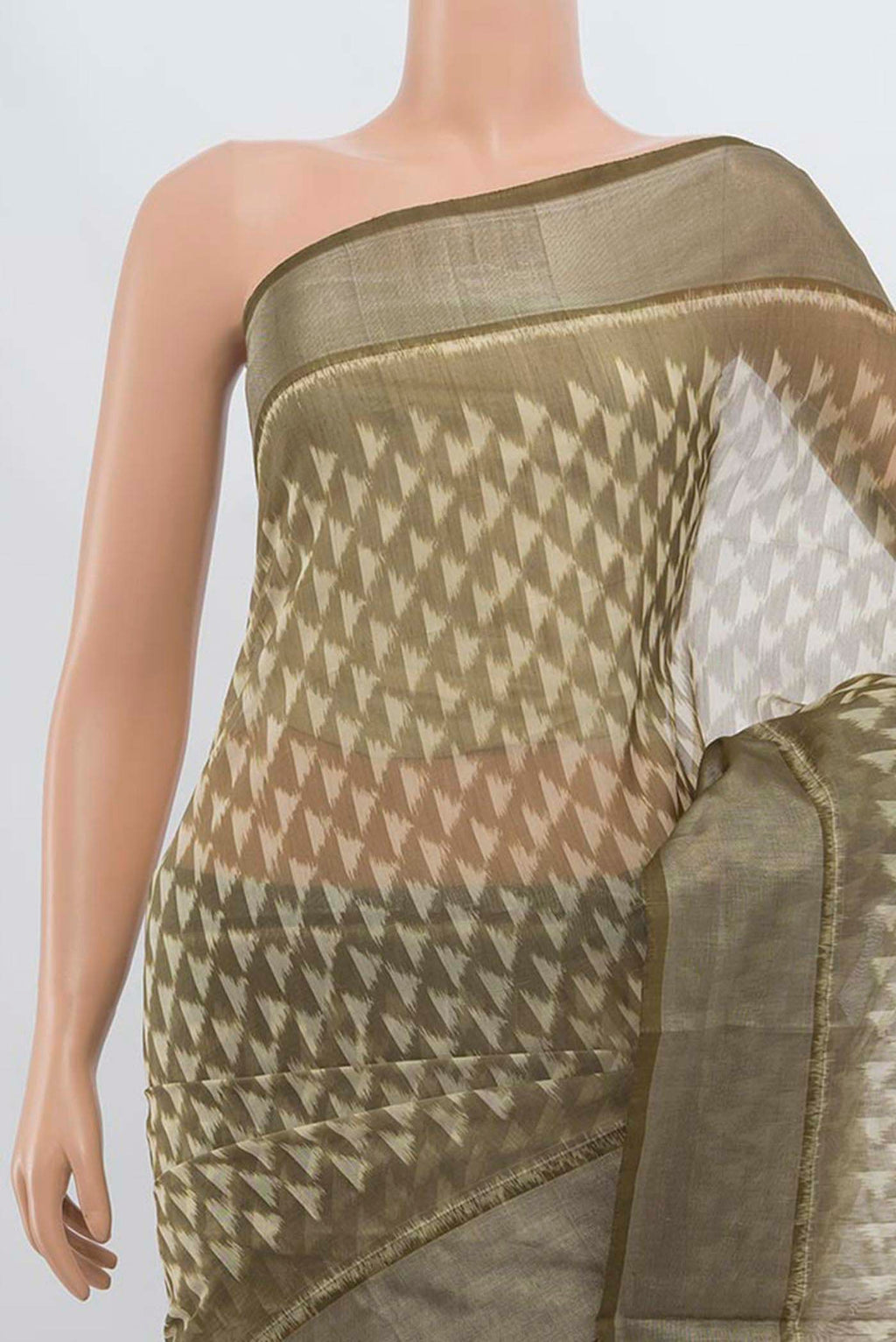 Border image of Multi Color Kora Cotton Saree with Zari Butta on the body and Zari Border. 