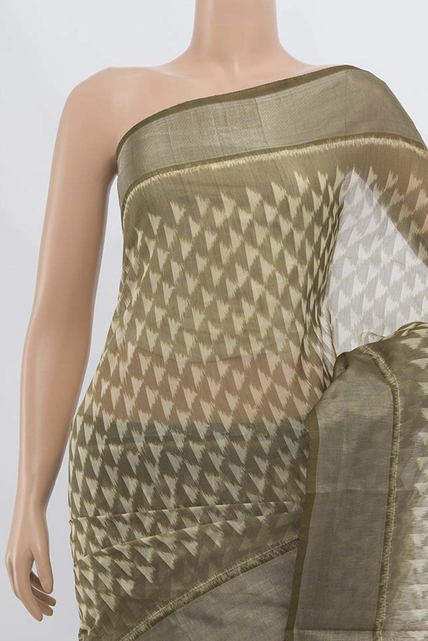 Border image of Multi Color Kora Cotton Saree with Zari Butta on the body and Zari Border. 